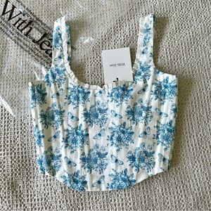 With Jean CINDY CORSET in TOILE PAPILLON color way XXS NEW WITH TAGS IN BAG
